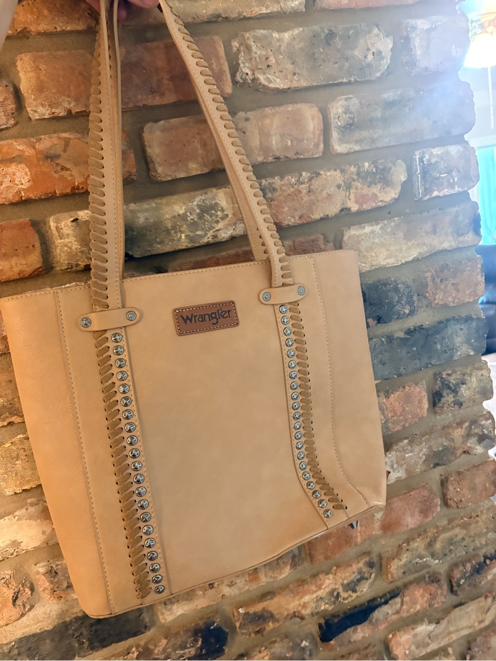 Wrangler Beige Stud-Trim Tote